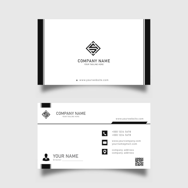 Vector plantilla de diseño de tarjeta de visita en blanco y negro moderno