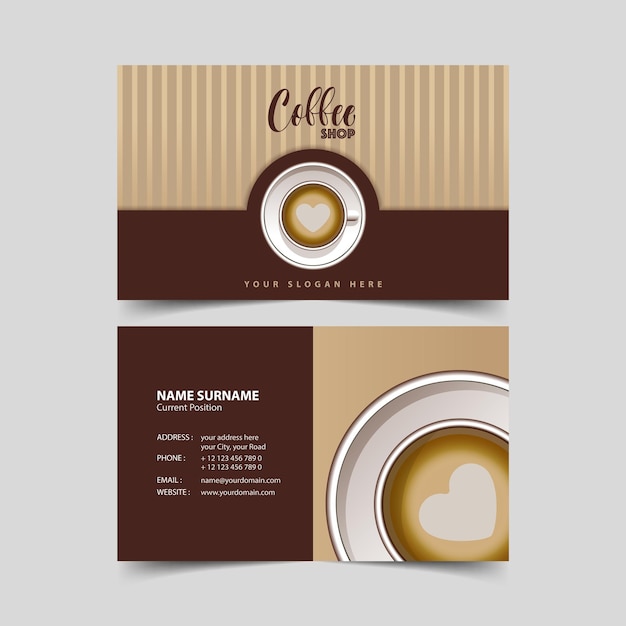 Plantilla de diseño de tarjeta de visita de cafetería