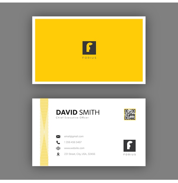 Plantilla de diseño de tarjeta de visita de color amarillo mínimo