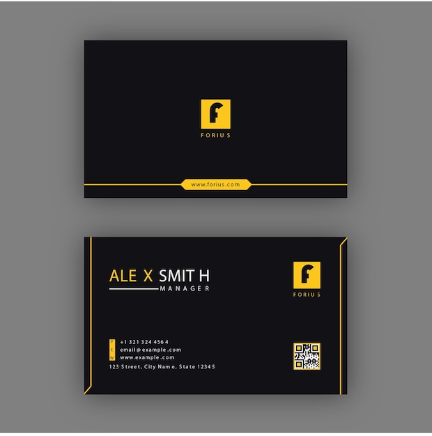 Plantilla de diseño de tarjeta de visita de color amarillo y negro mínimo