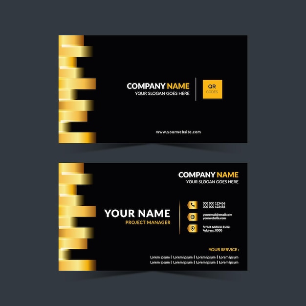 Plantilla de diseño de tarjeta de visita de color dorado