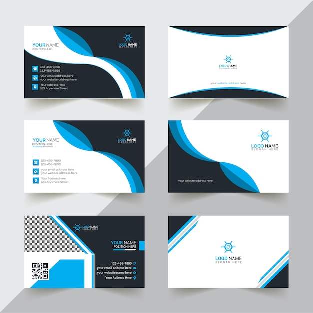 Vector plantilla de diseño de tarjeta de visita creativa y corporativa profesional elegante azul y negro