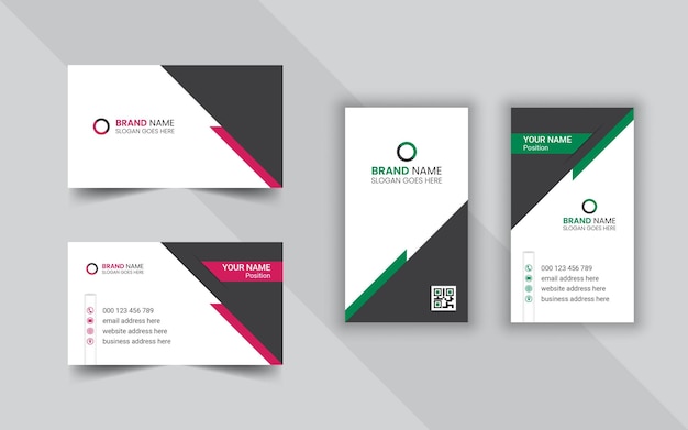 Plantilla de diseño de tarjeta de visita de diseño horizontal y vertical de empresa corporativa moderna