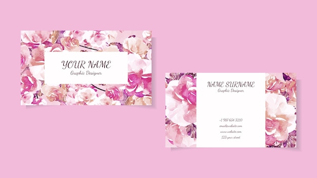 Plantilla de diseño de tarjeta de visita elegante de lujo de tarjeta de visita floral
