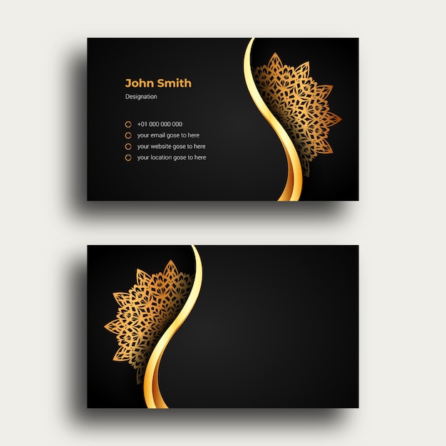 Plantilla de diseño de tarjeta de visita de lujo con fondo ornamental de lujo Mandala Arabesque