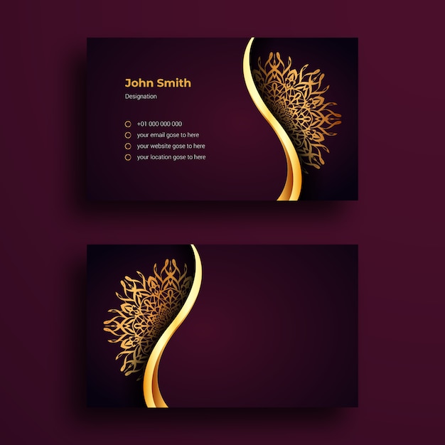 Plantilla de diseño de tarjeta de visita de lujo con mandala ornamental de lujo