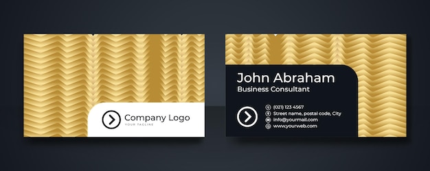 Plantilla de diseño de tarjeta de visita de lujo real en negro y oro. plantilla de diseño de tarjeta de visita moderna con líneas geométricas art déco doradas
