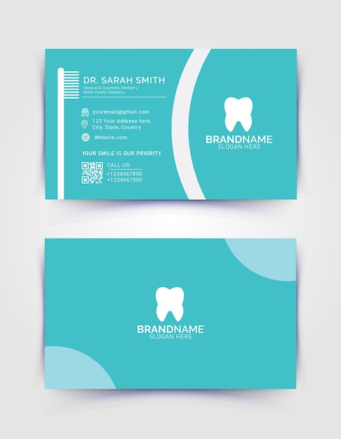 Vector plantilla de diseño de tarjeta de visita de médico dental y dentista dental dentista odontología médico dental