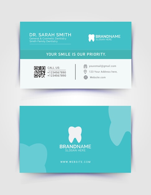 Vector plantilla de diseño de tarjeta de visita de médico dental y dentista dental dentista odontología médico dental