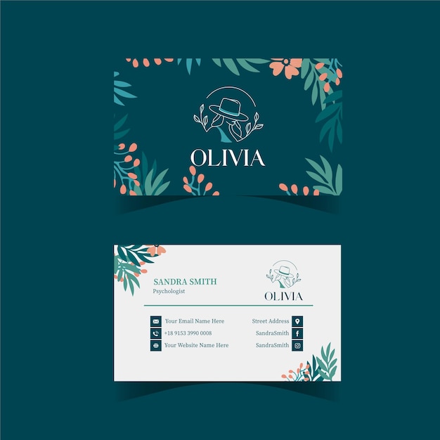 Vector plantilla de diseño de tarjeta de visita minimalista de olivia