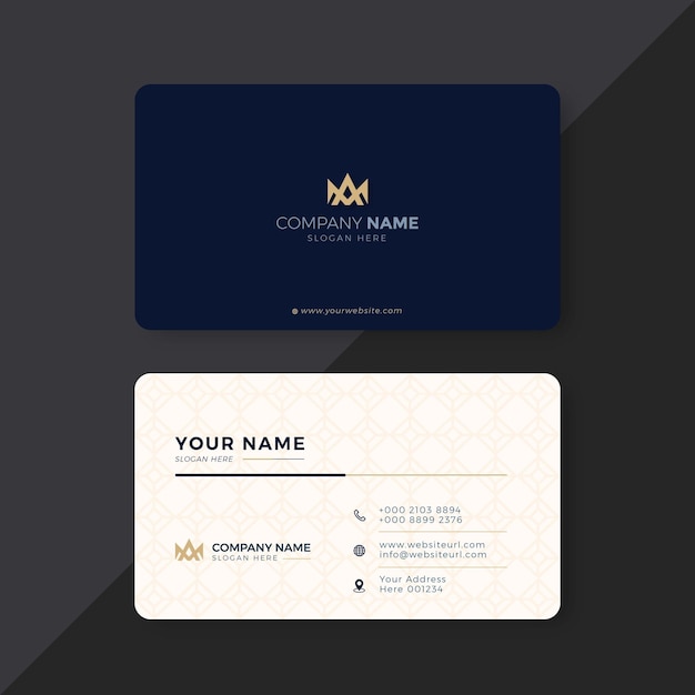Plantilla de diseño de tarjeta de visita moderna azul y blanca elegante profesional