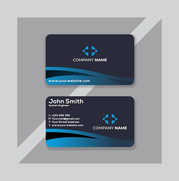 Plantilla de diseño de tarjeta de visita moderna azul elegante profesional