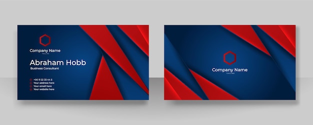 Plantilla de diseño de tarjeta de visita moderna azul roja y blanca