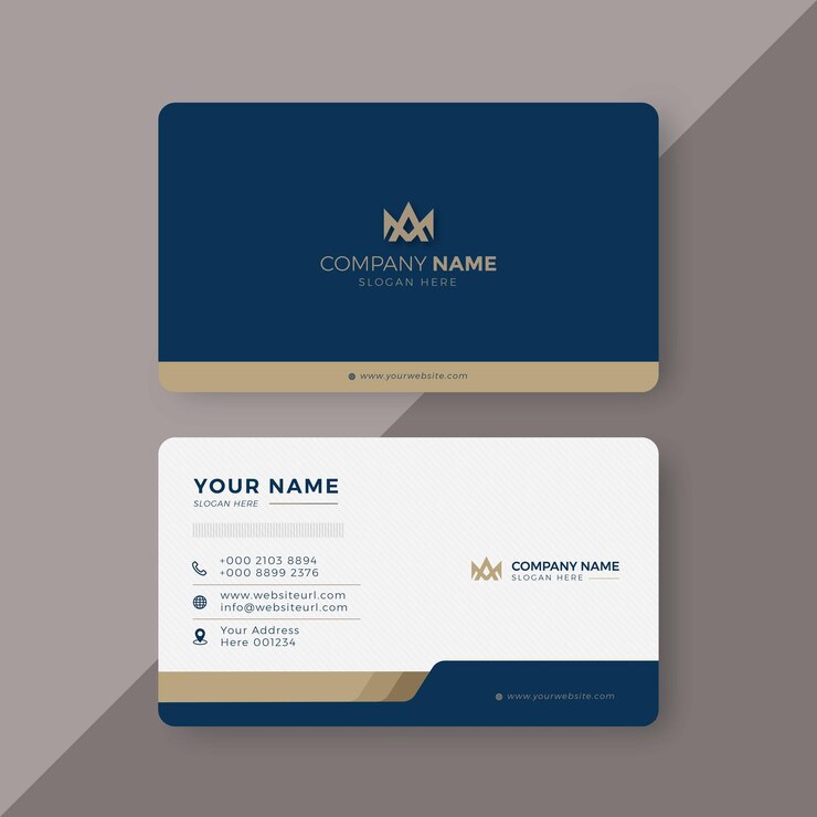Plantilla de diseño de tarjeta de visita moderna blanca y lámina de oro elegante profesional