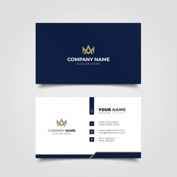 Plantilla de diseño de tarjeta de visita moderna elegante profesional en azul y blanco