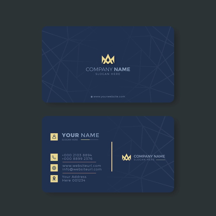 Plantilla de diseño de tarjeta de visita moderna elegante profesional en azul y blanco