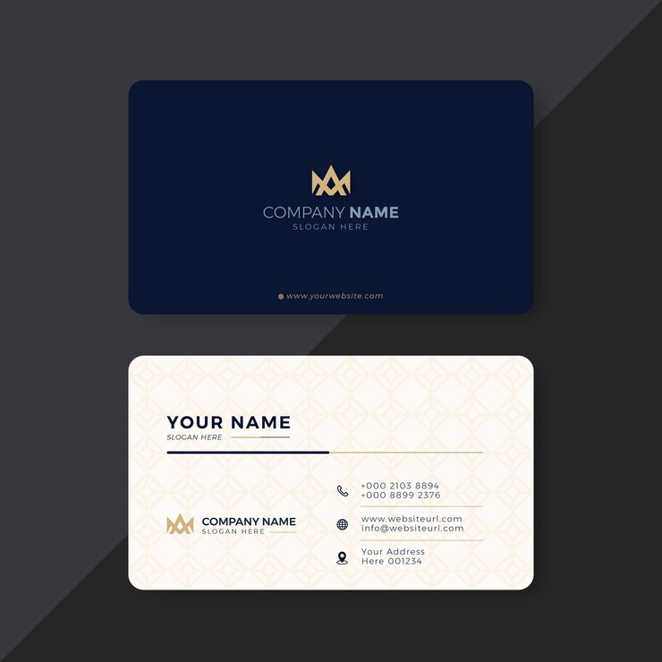 Plantilla de diseño de tarjeta de visita moderna elegante profesional en azul y blanco