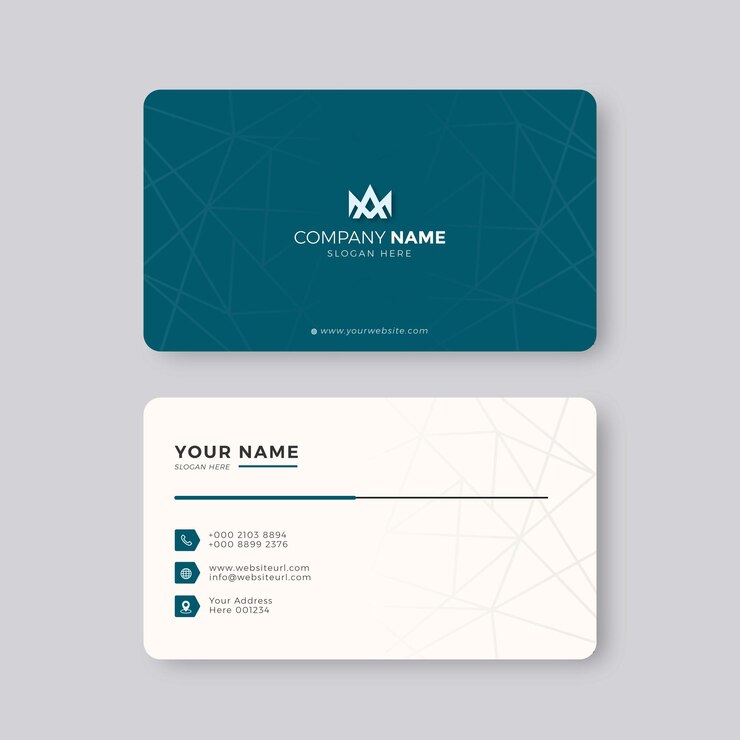 Plantilla de diseño de tarjeta de visita moderna elegante profesional en azul y blanco