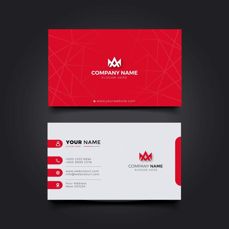 Plantilla de diseño de tarjeta de visita moderna profesional elegante en rojo y blanco