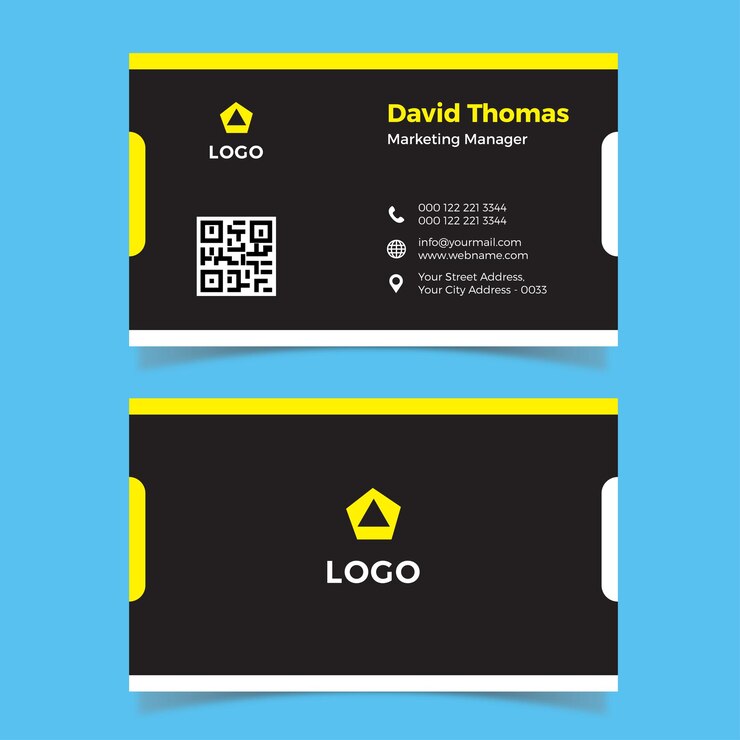 Plantilla de diseño de tarjeta de visita negra vectorial