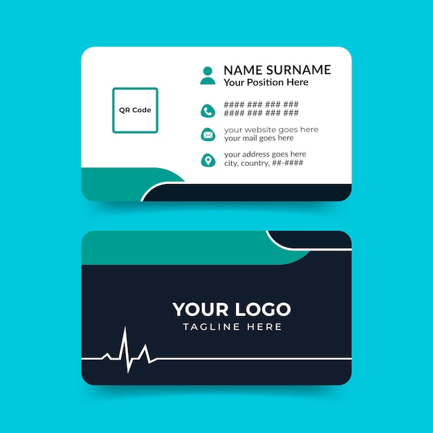 Plantilla de diseño de tarjeta de visita profesional de atención médica