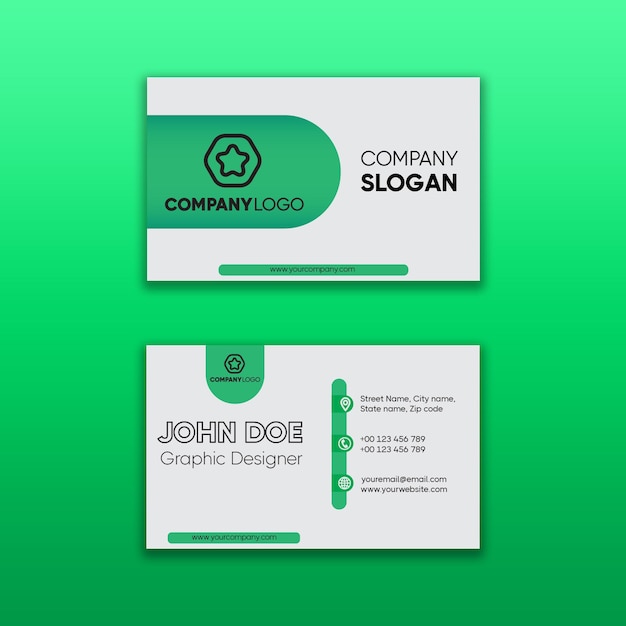 Plantilla de diseño de tarjeta de visita profesional simple verde y blanca