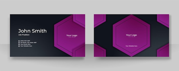 Plantilla de diseño de tarjeta de visita púrpura negra simple elegante moderna. lujo creativo y tarjeta de visita limpia con concepto corporativo. plantilla de impresión de ilustración vectorial.