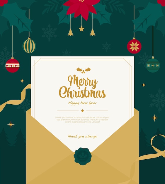 plantilla de diseño de tarjetas de felicitación de Feliz Navidad y Feliz Año Nuevo Ilustración vectorial