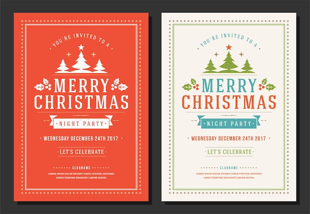 plantilla de diseño de tarjetas de felicitación de Navidad con ilustración vectorial de etiquetas de citas
