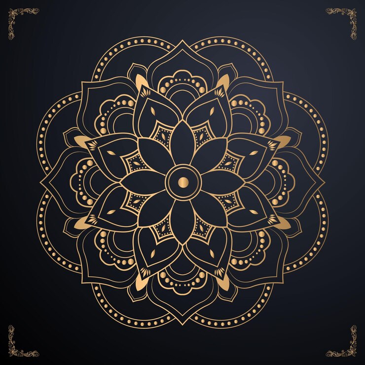 Plantilla de diseño de tarjetas de mandala de lujo