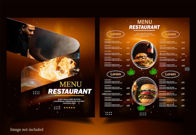 plantilla de diseño de tarjetas de menús de restaurantes y hoteles