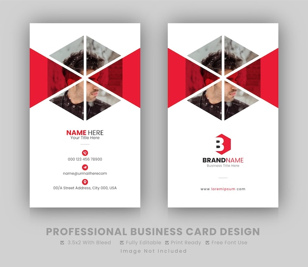 plantilla de diseño de tarjetas de visita corporativas creativas verticales