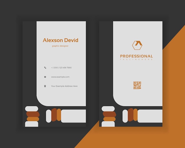 plantilla de diseño de tarjetas de visita moderna y elegante de colores naranja y amarillo o gris negro
