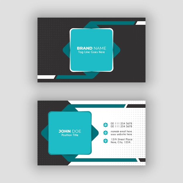 Plantilla de diseño de tarjetas de visita profesionales en negro y azul