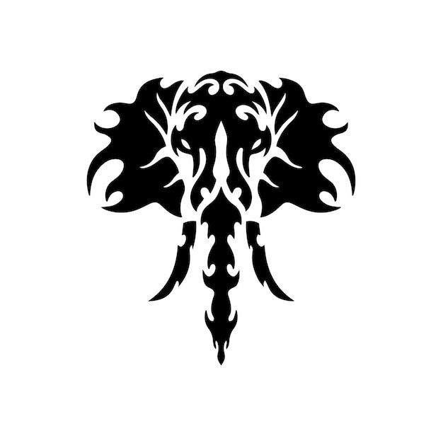 Plantilla diseño tatuaje logotipo elefante tribal ilustración vector plantilla