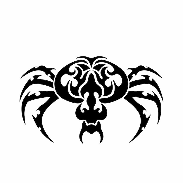 Plantilla diseño tatuaje tribal araña cabeza logo ilustración vector plantilla
