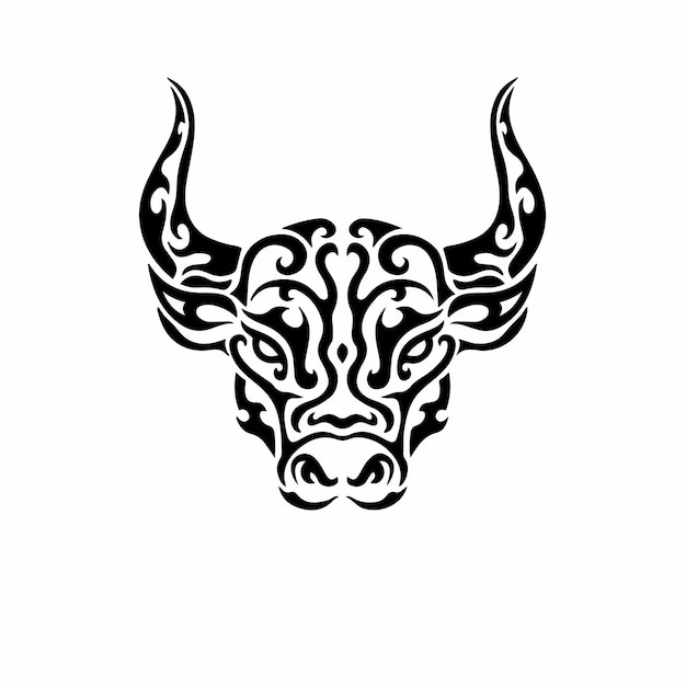 Plantilla Diseño Tatuaje Tribal Toro Cabeza Logo Ilustración Vector Plantilla