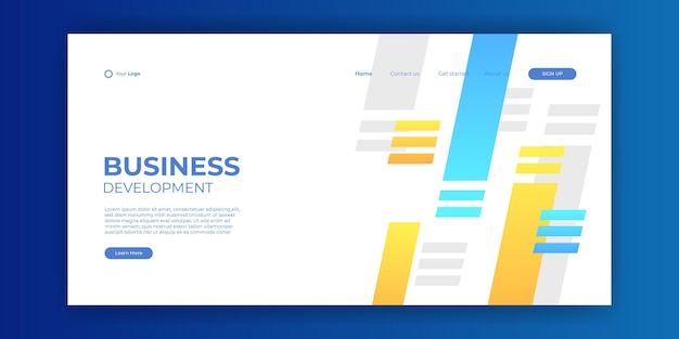 Plantilla de diseño de tecnología abstracta amarillo azul de moda para web. Composición de degradado dinámico. Para páginas de destino, portadas, folletos, volantes, presentaciones, pancartas. Ilustración de vector de web corporativa.
