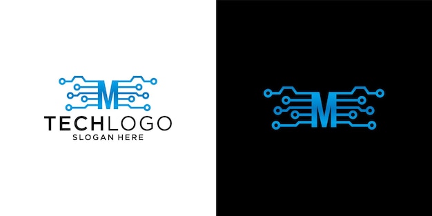 Plantilla de diseño de tecnología de logotipo M