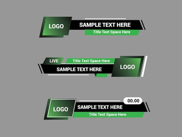 Plantilla de diseño de tercer inferior Conjunto de banners y barras de tercer inferior para noticias y videos