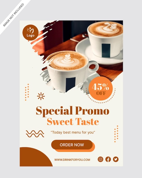 Vector plantilla de diseño de tienda de promoción de cartel de bebida caliente de café