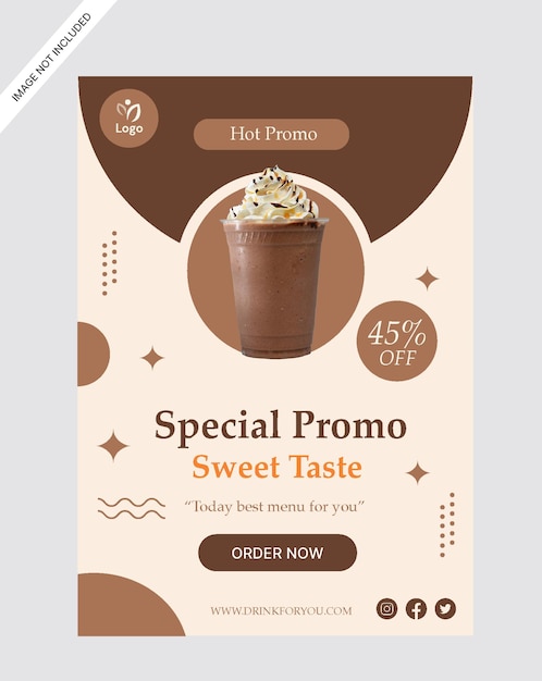 Vector plantilla de diseño de la tienda de promoción de carteles de bebidas de chocolate