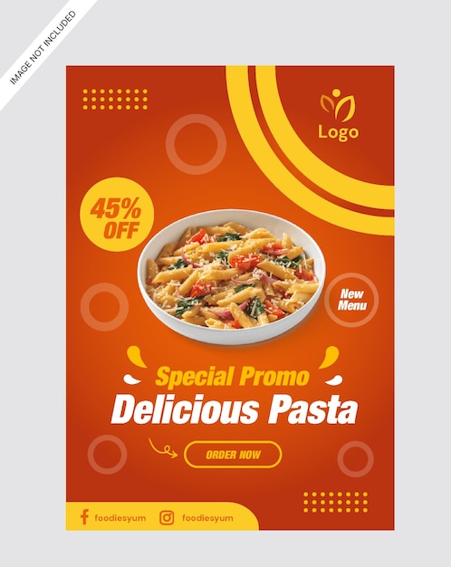 Vector plantilla de diseño de la tienda de promoción de carteles de comida para pasta