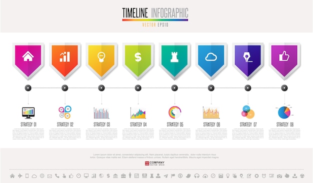 Plantilla de diseño de timeline infographics