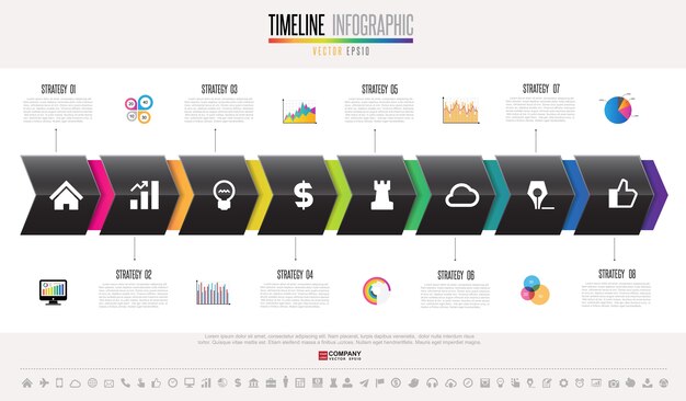 Vector plantilla de diseño de timeline infographics