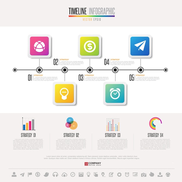 Plantilla de diseño de Timeline Infographics