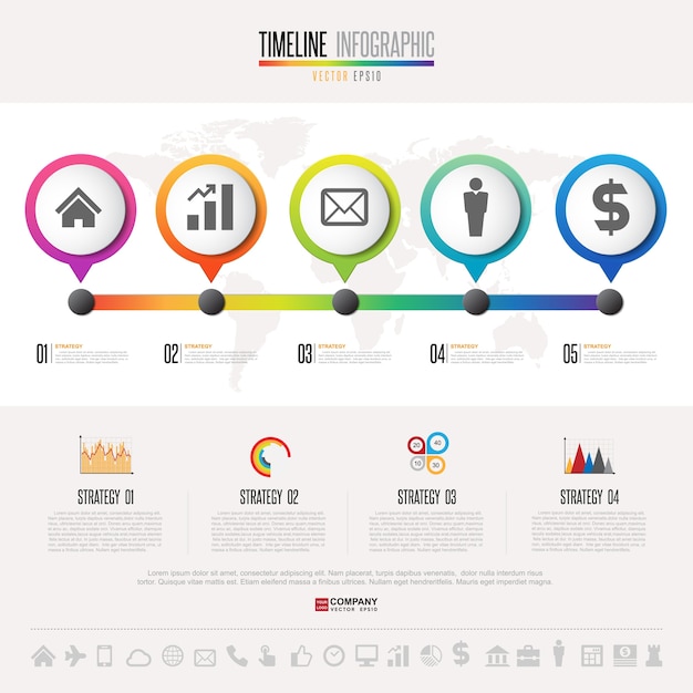 Plantilla de diseño de timeline infographics