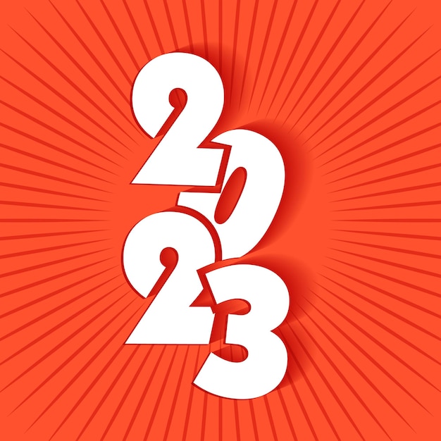 Plantilla de diseño de tipografía de texto de feliz año nuevo 2023.