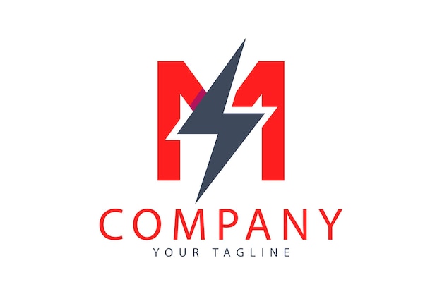 Plantilla de diseño de trueno con logotipo de letra m