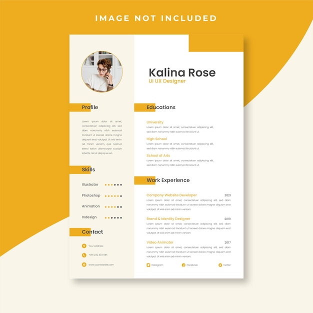 Plantilla de diseño de vector de aplicación de CV de currículum vitae inspirador y amigable.